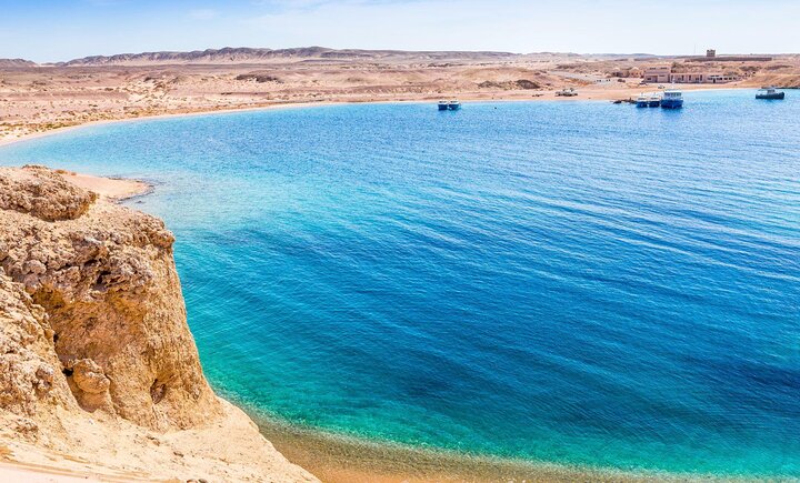 Ras Mohammed National Park and the surrounding rose-gold desert lands in Sharm El Sheikh.